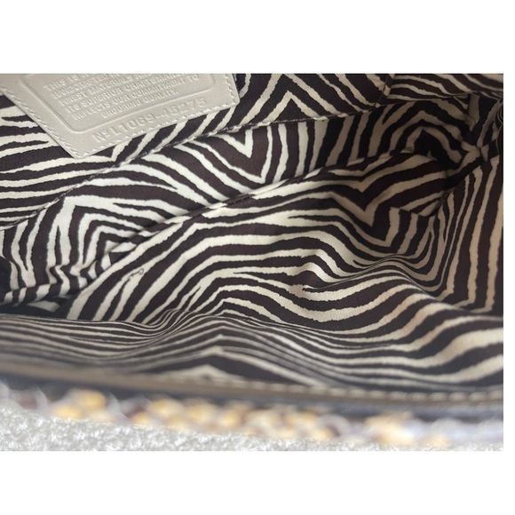 COACH CLUTCH Straw Python Leather Trim Tan Natural Brown Animal Print Wr… - Picture 10 of 14
